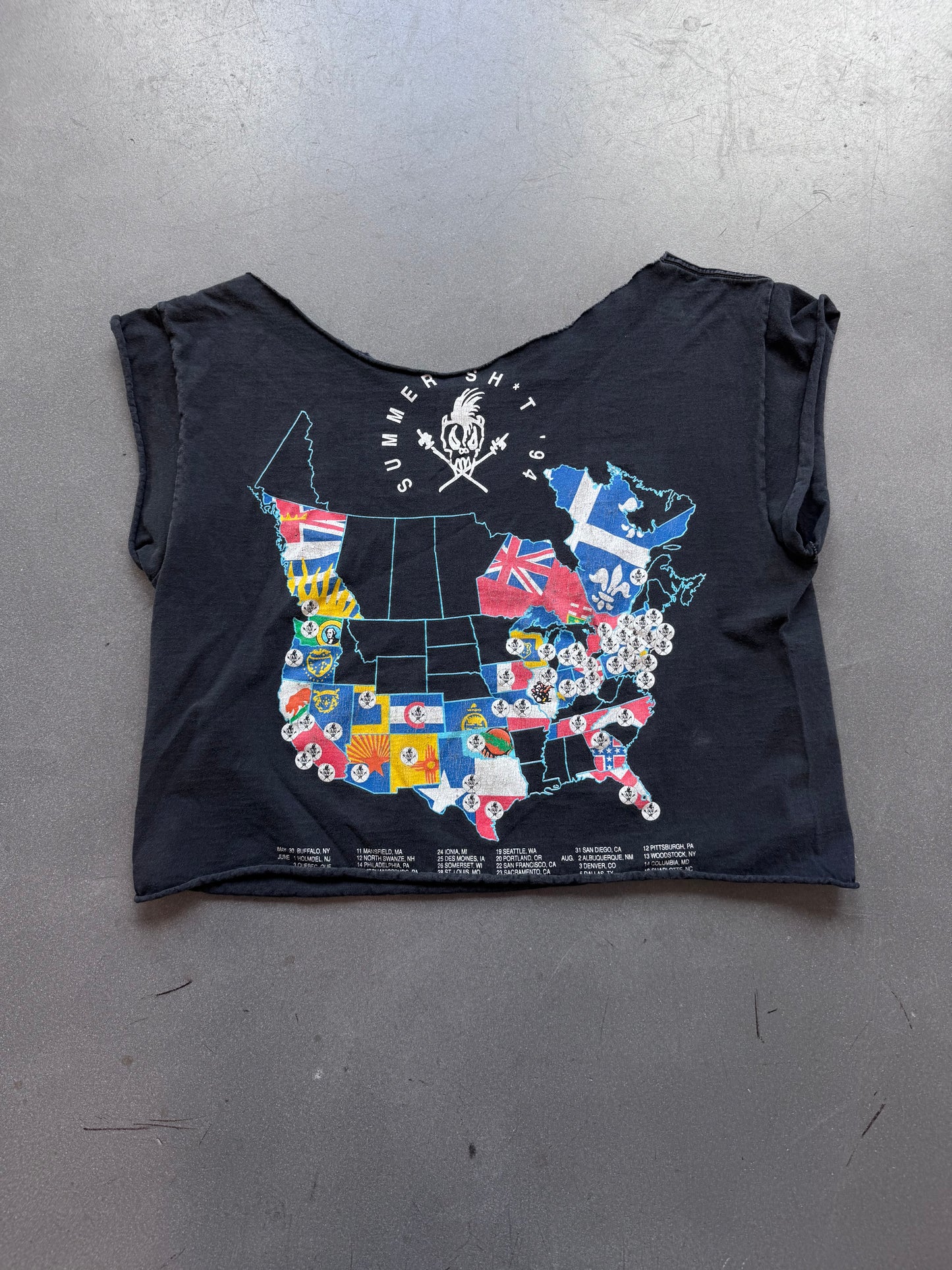 1994 METALLI'FUCKIN'CA SUMMER SHIT TOUR CROPPED CUT NECK AND SLEEVES TEE