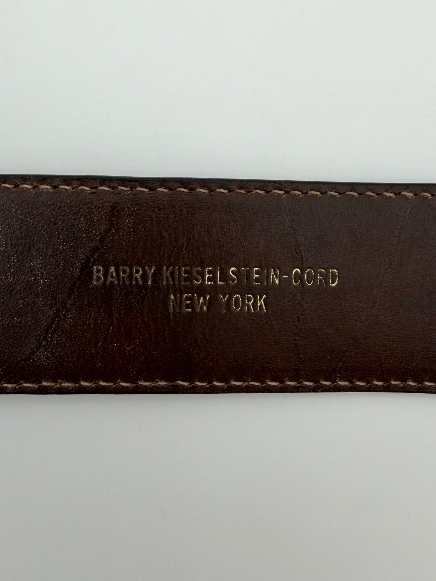 1985 BARRY KIESELSTEIN-CORD GENUINE AMERICAN ALLIGATOR BELT WITH ART BRONZE BUCKLE