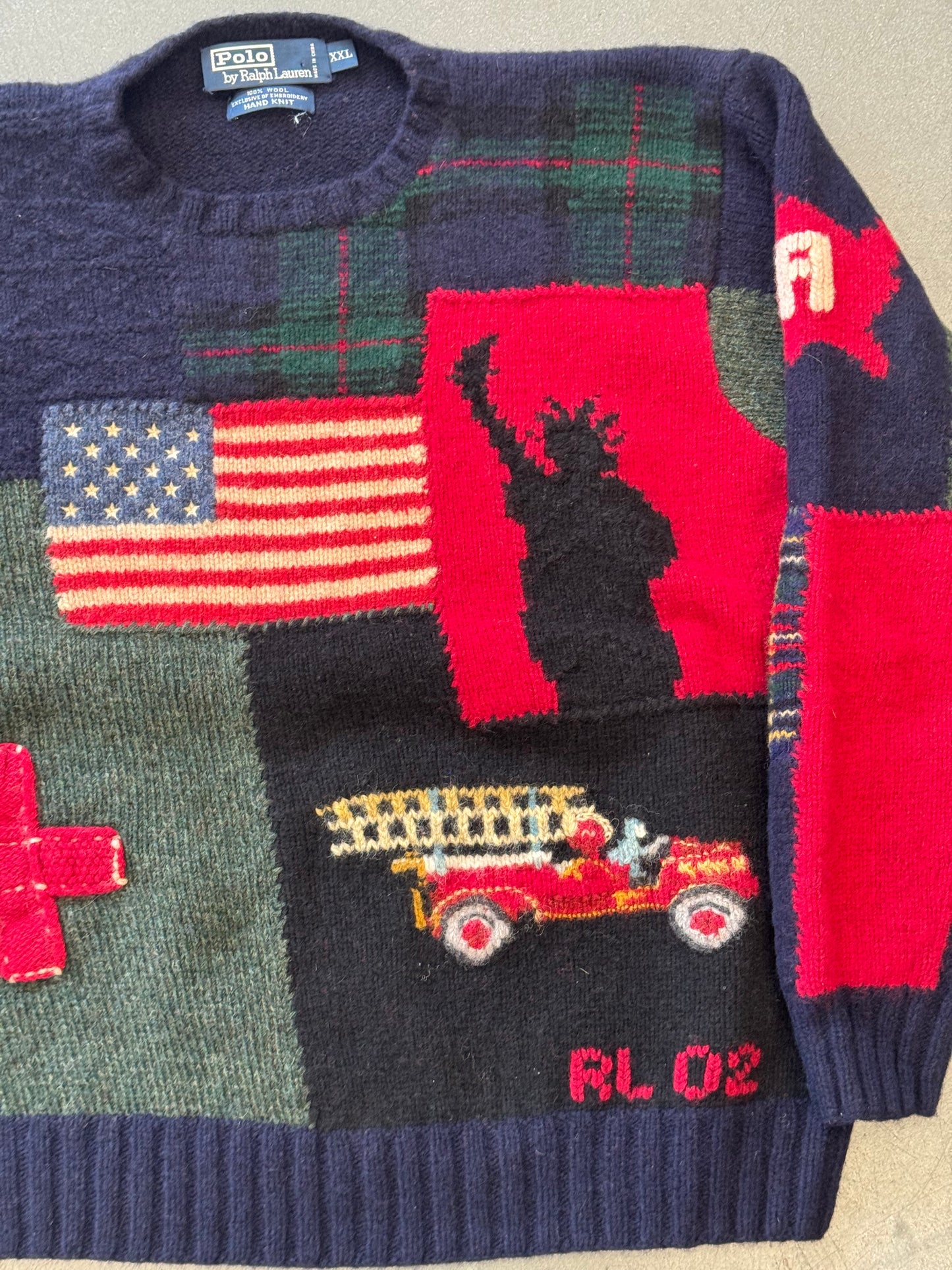 POLO RALPH LAUREN 9/11 MEMORIAL TRIBUTE 100% WOOL KNIT SWEATER