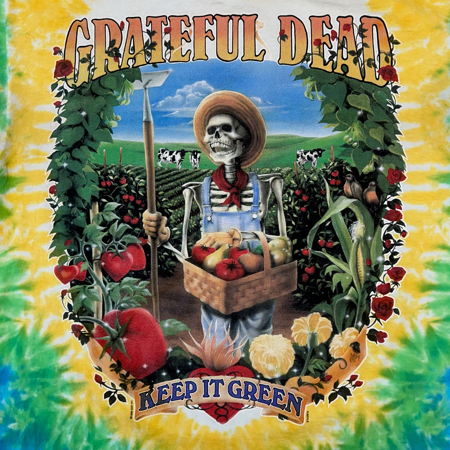 1998 GRATEFUL DEAD KEEP IT GREEN LIQUID BLUE TEE LIQUID BLUE TAG)