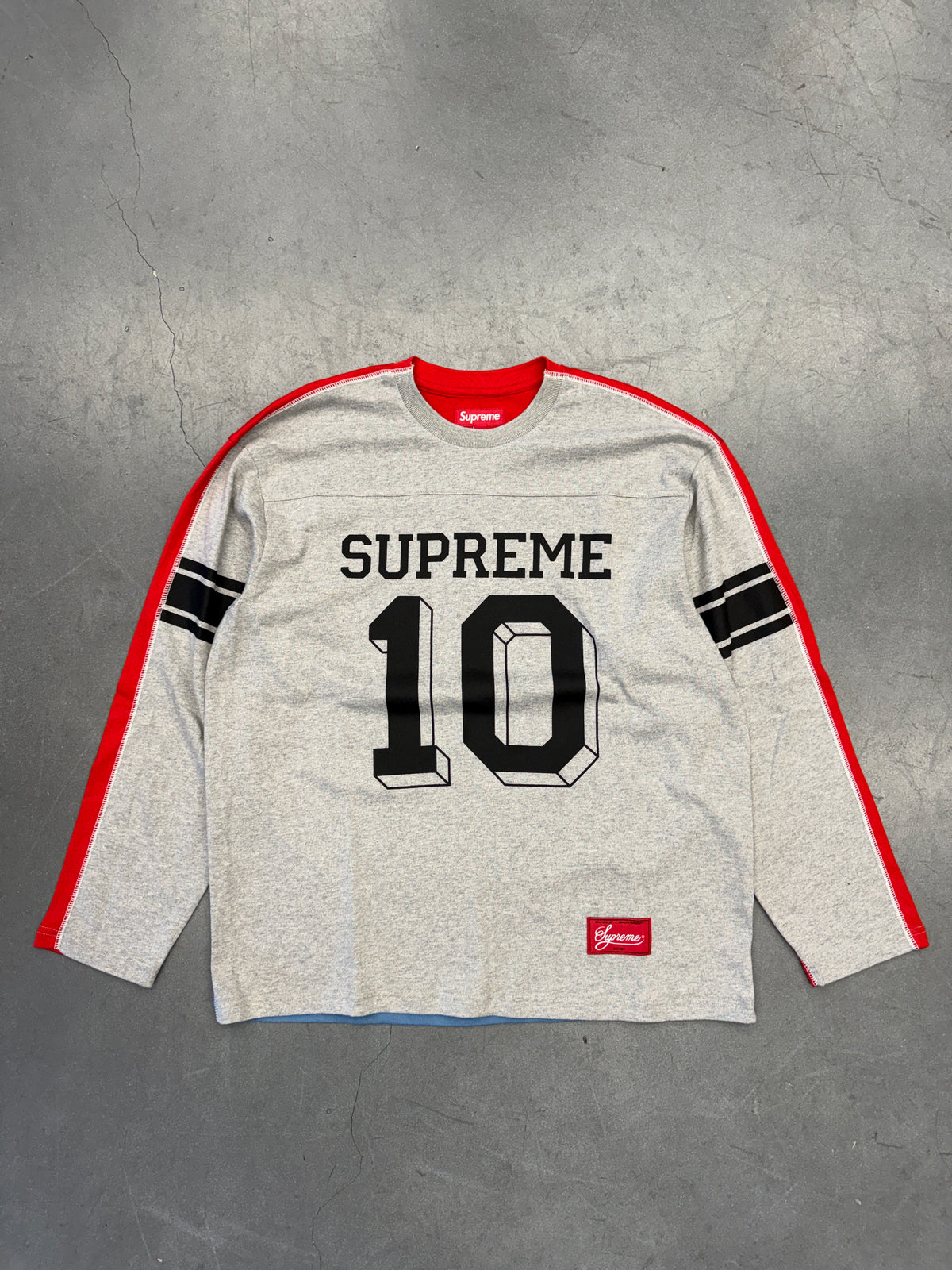 FW25 SUPREME SPLIT LONG SLEEVE FOOTBALL TOP - HEATHER GREY