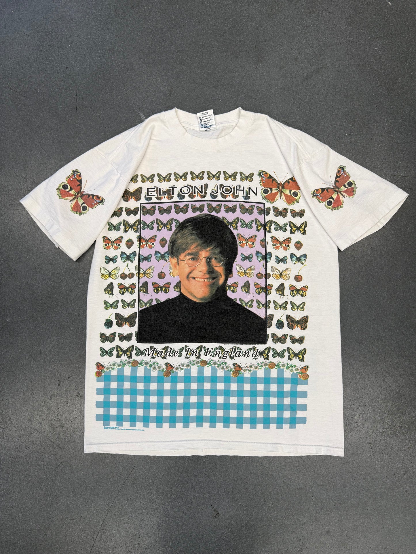 1995 ELTON JOHN MADE IN ENGLAND BUTTERFLY TEE (GEM TAG)