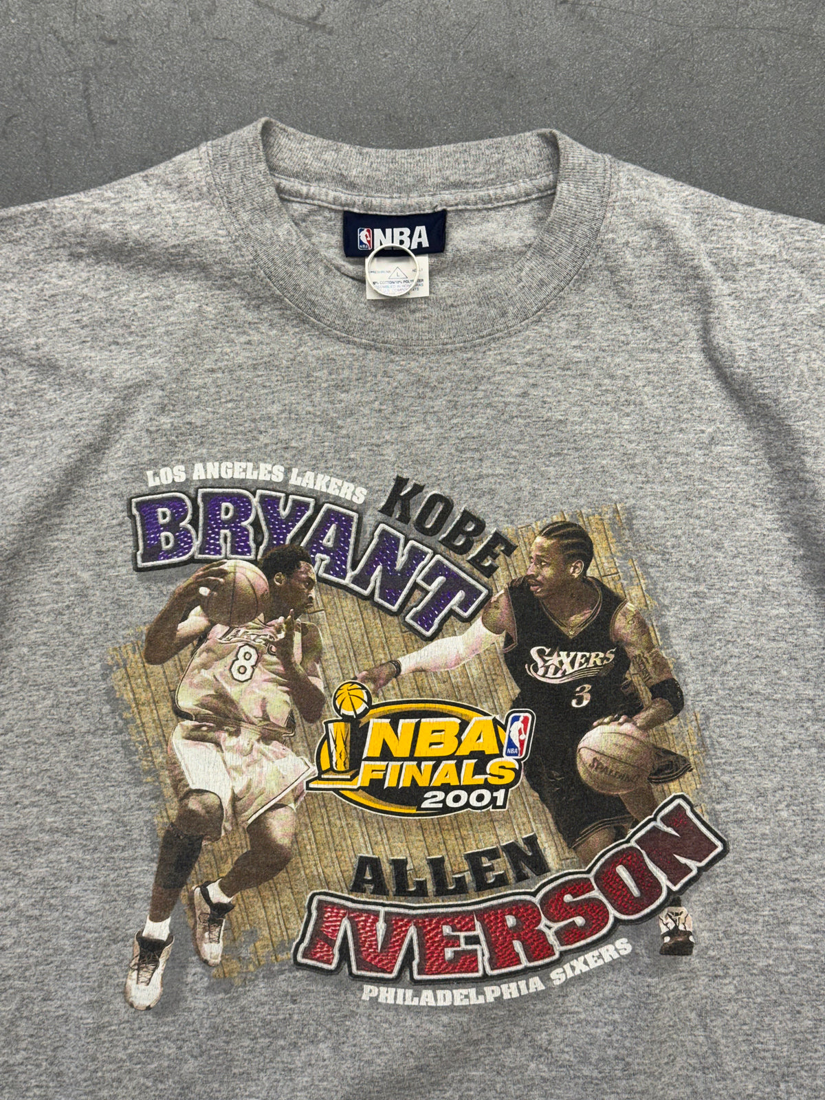 2001 NBA FINALS KOBE BRYANT LOS ANGELES LAKERS VS. ALLEN IVERSON PHILADELPHIA SIXERS TEE (NBA TAG)