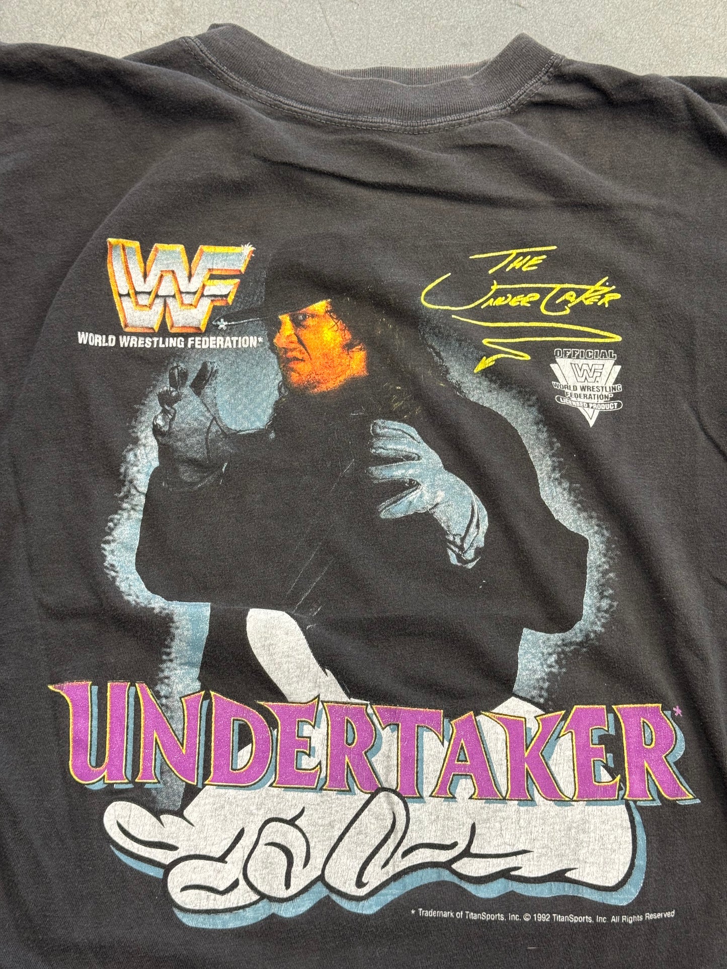 1992 THE UNDERTAKER WWF TEE (FADED TAG)