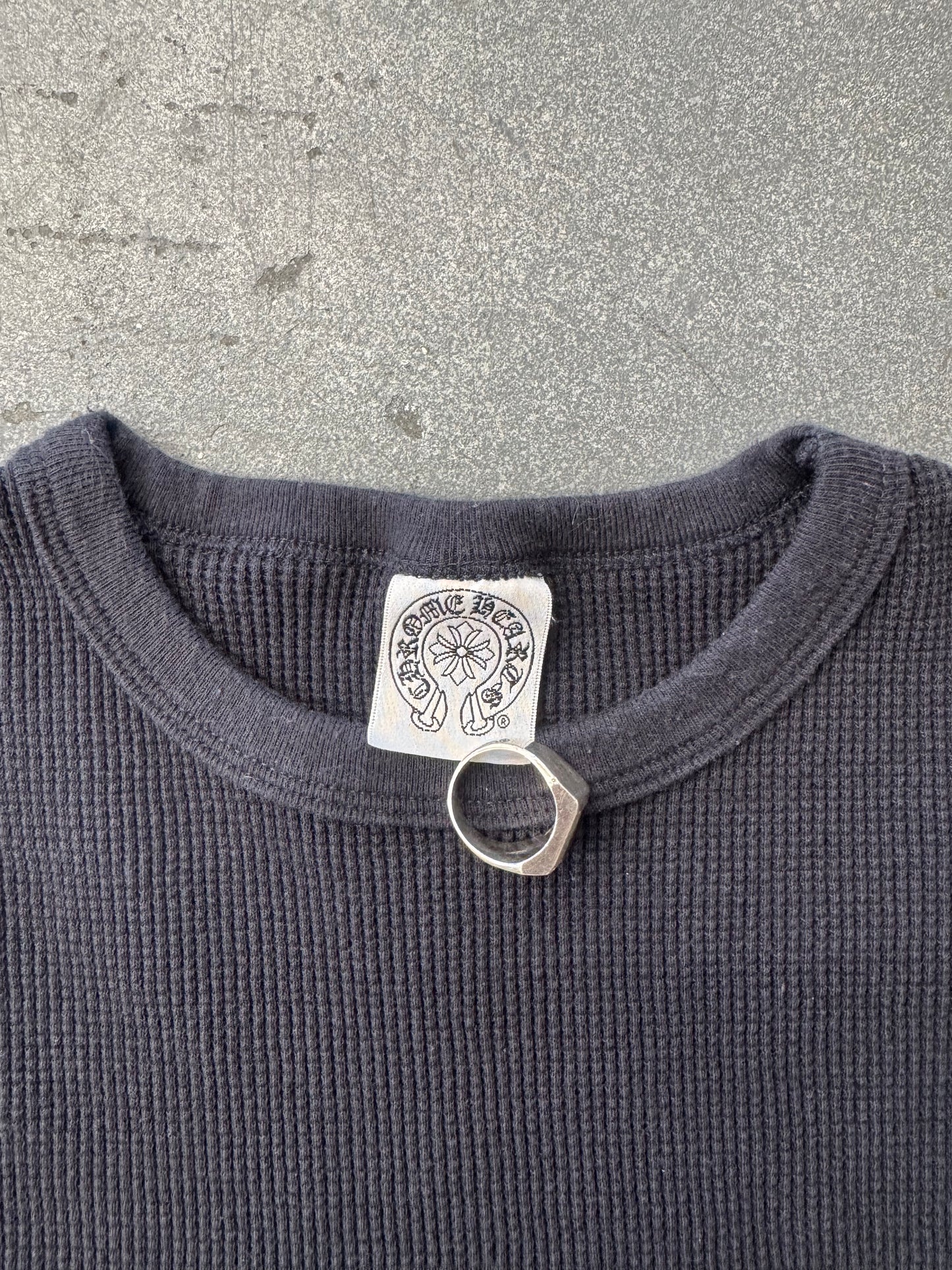 VINTAGE CHROME HEARTS FUCK YOU VINE DAGGER EMBROIDERED LS POCKET THERMAL