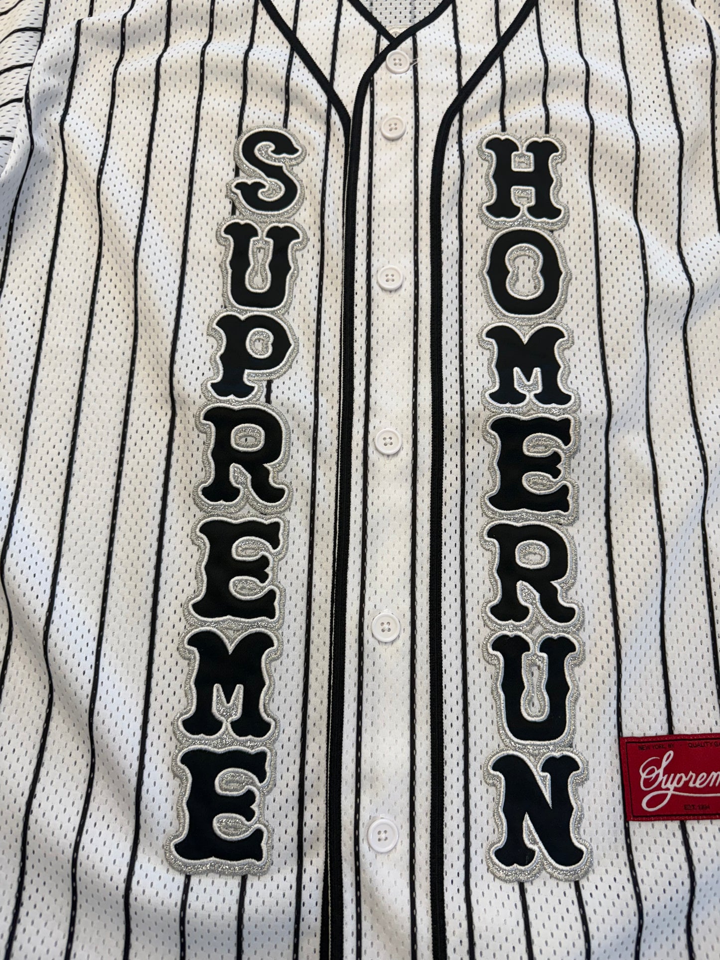 SS25 SUPREME HOMERUN BASEBALL JERSEY WHITE