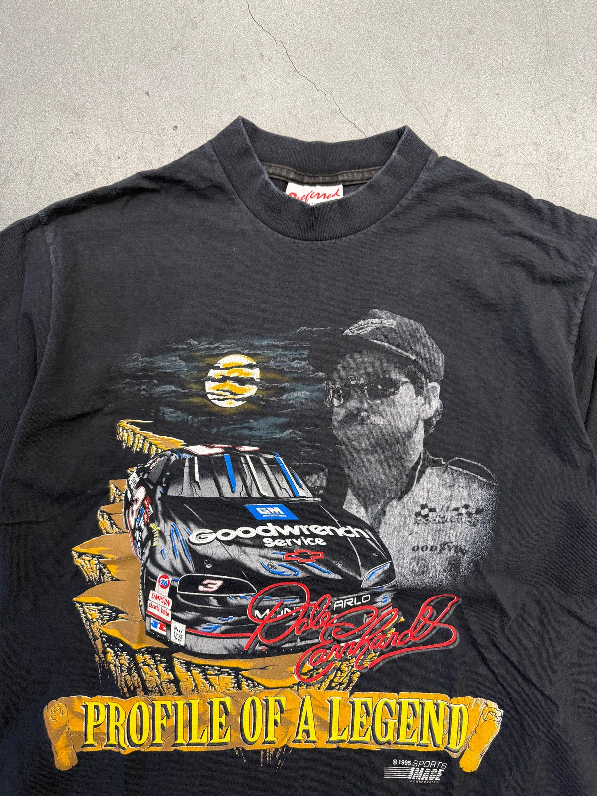 1995 PROFILE OF A LEGEND DALE EARNHARDT NASCAR TEE (PREFERRED SPORTSWEAR TAG)
