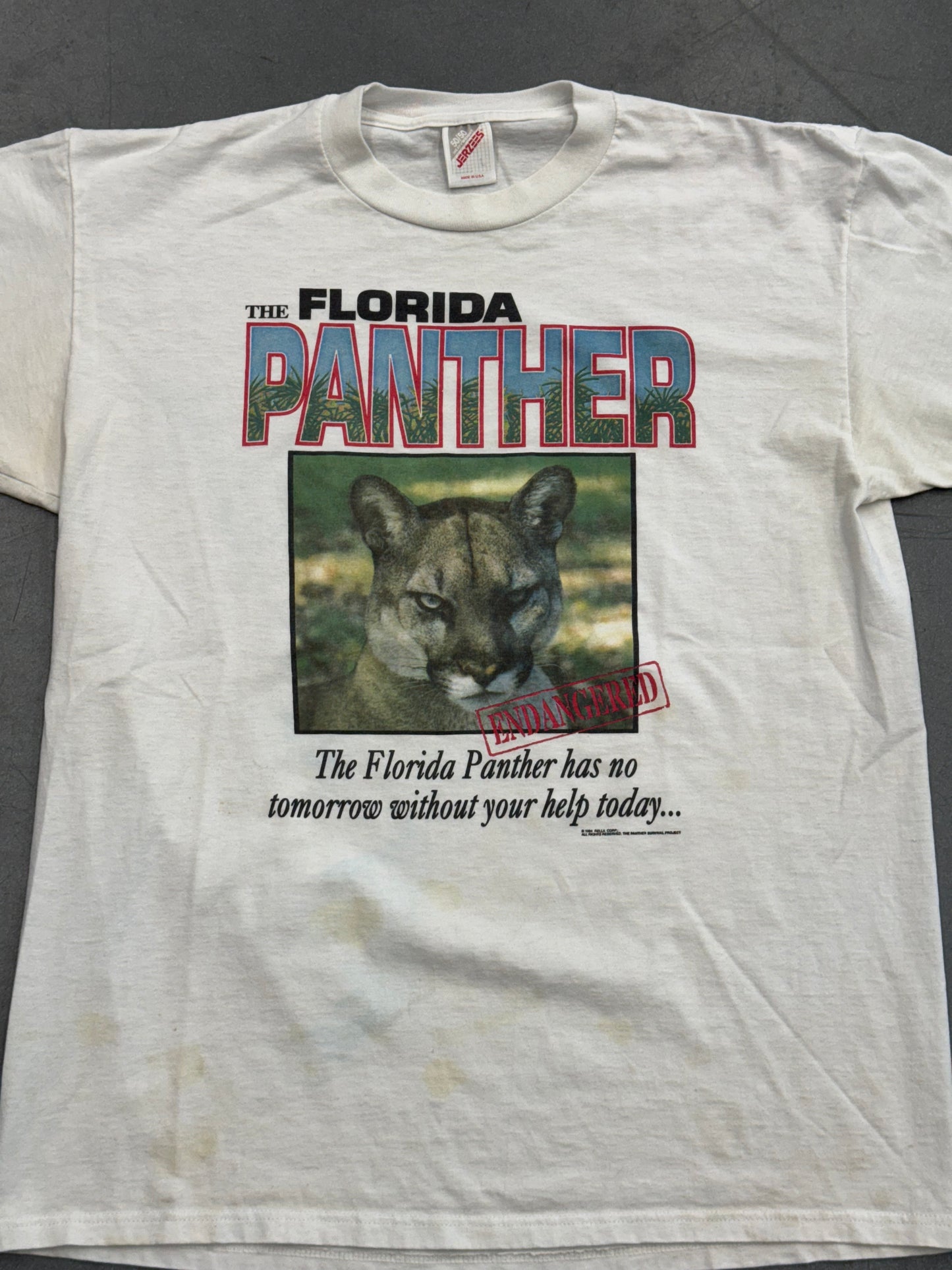 1994 THE FLORIDA PANTHER "ENDANGERED" TEE (JERZEES TAG)