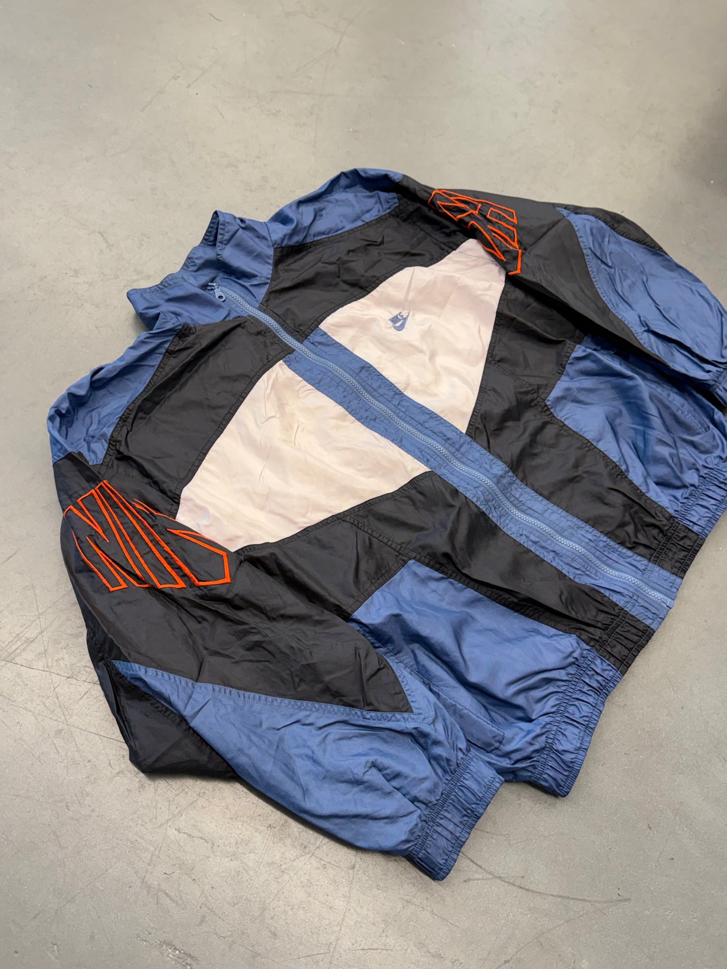 90S NIKE USA COLORBLOCK ZIP-UP WINDBREAKER - BLUE