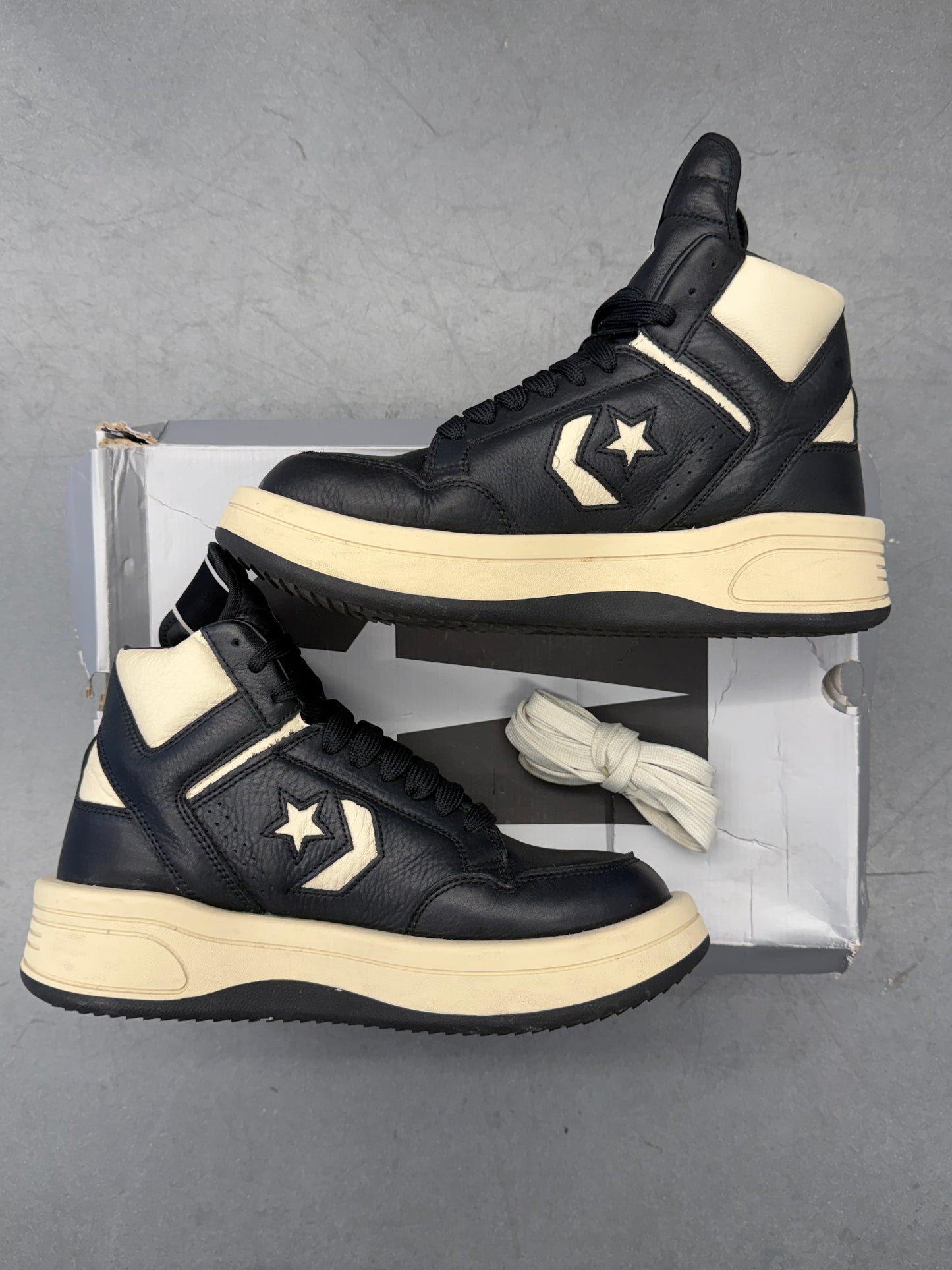 SIZE 9.5 CONVERSE RICK OWENS TURBOPWN - BLACK (PRE-OWNED WITH BOX)