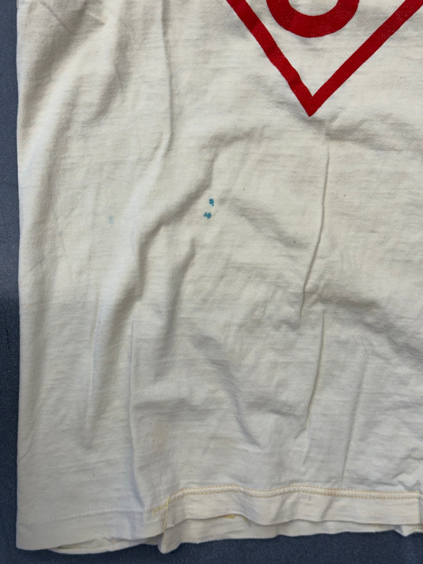 80S SUE #25 FOOTBALL DIAMOND J TOP - CREAM/RED
