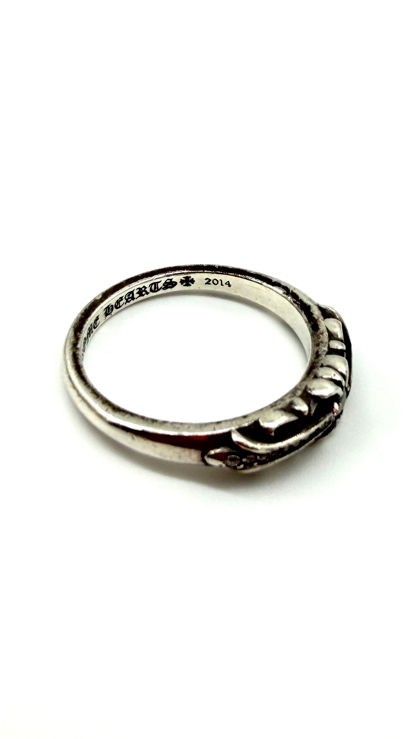 CHROME HEARTS SILVER BABY CLASSIC FLORAL DIAMOND RING