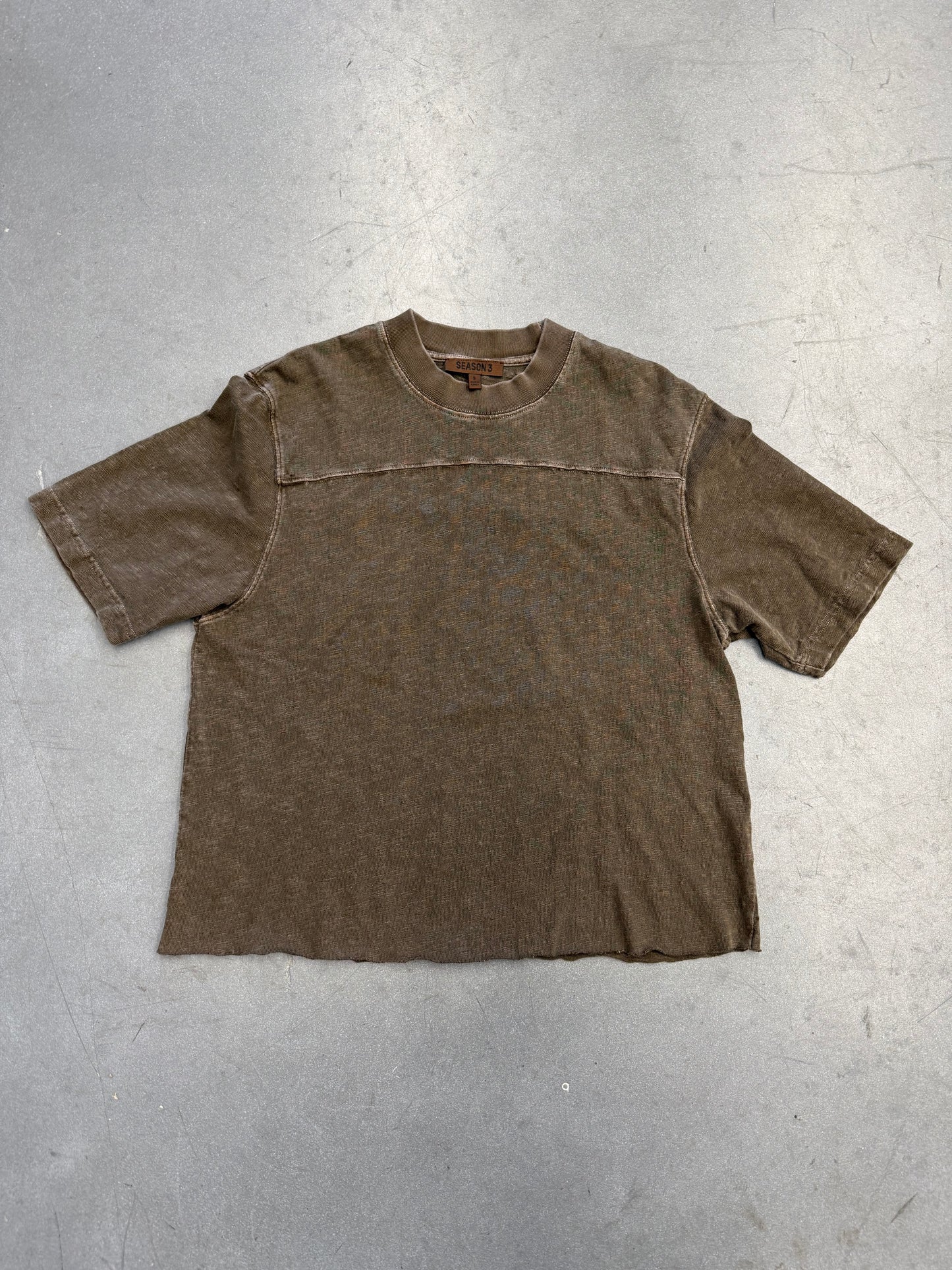 YEEZY SEASON 3 CROPPED COLLEGE SLUB KNIT TEE - GREEN (S)