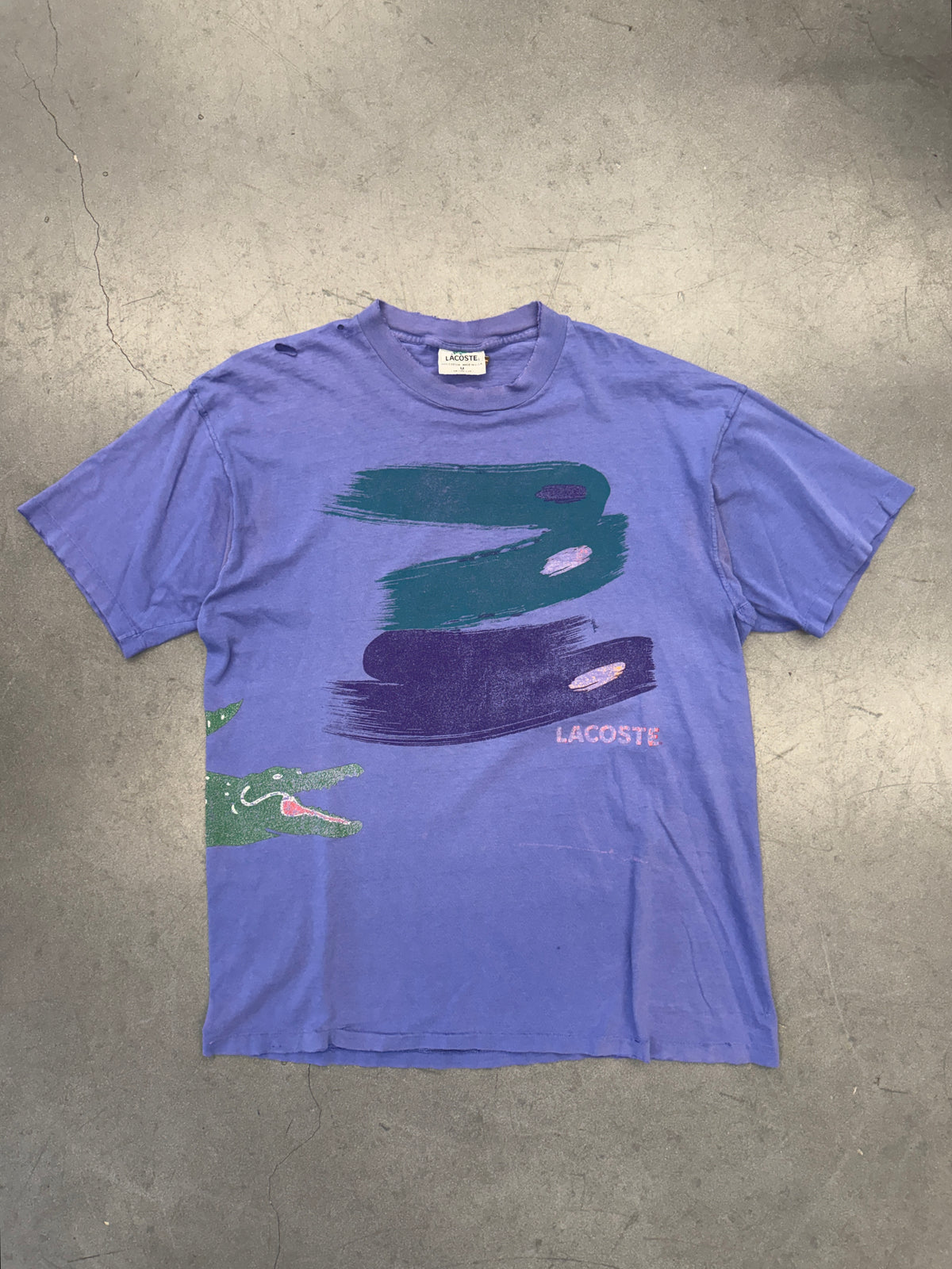 90'S LACOSTE WRAP-AROUND ALLIGATOR DISTRESSED TEE