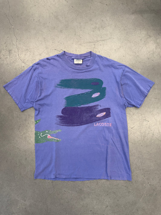 90'S LACOSTE WRAP-AROUND ALLIGATOR DISTRESSED TEE
