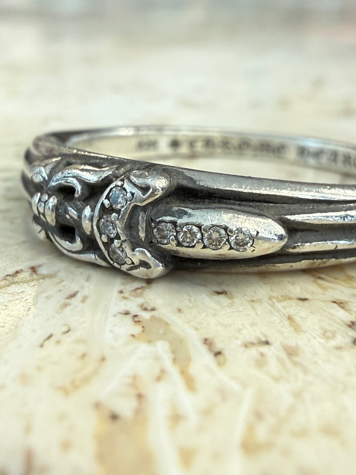 CHROME HEARTS DIAMOND BABY CLASSIC DAGGER SILVER RING (SI (5.8 GRAMS)