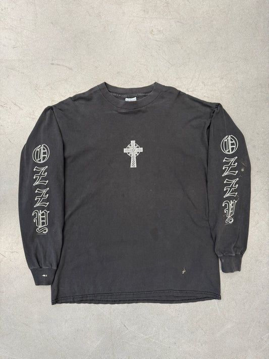 1995 OZZY OSBOURNE EMBROIDERED CROSS LS TEE (ALL SPORT TAG)