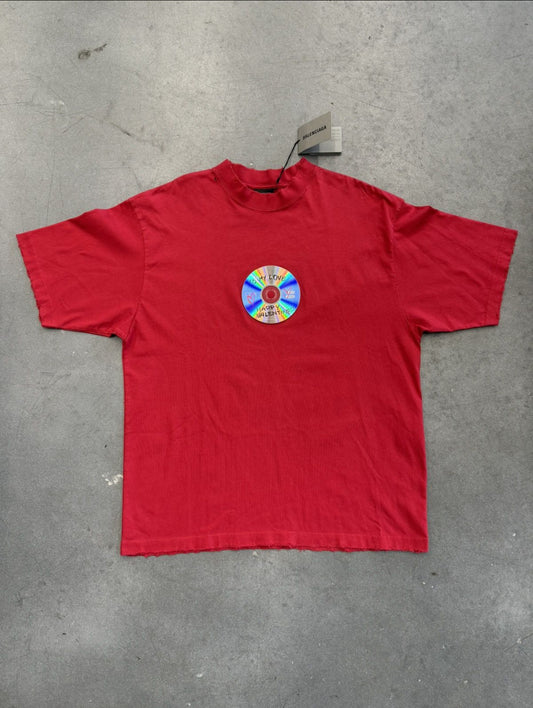 BALENCIAGA TO MY LOVE TEE RED MEDIUM NWT