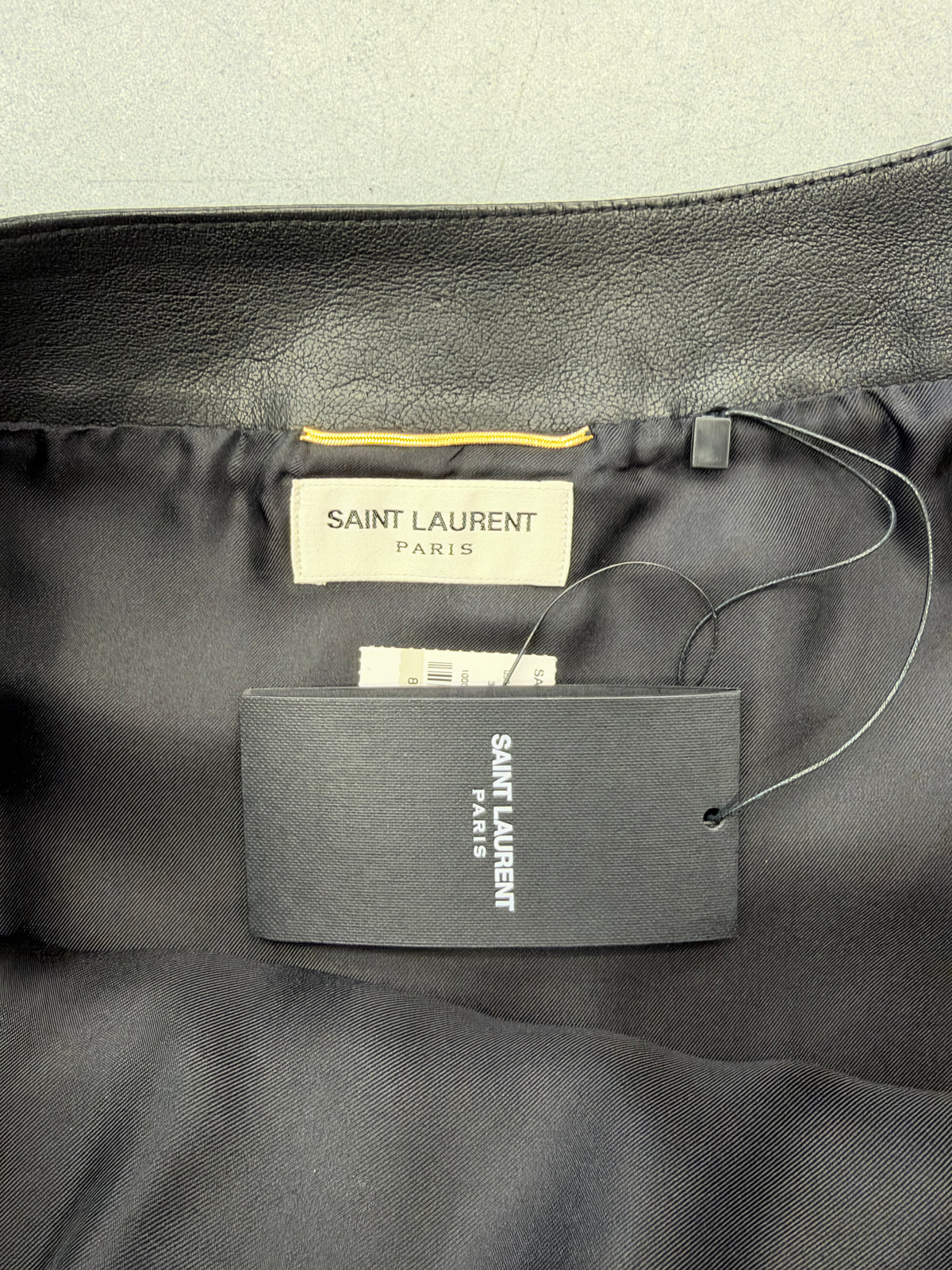 2015 SAINT LAURENT PARIS LEATHER FRINGE SKIRT