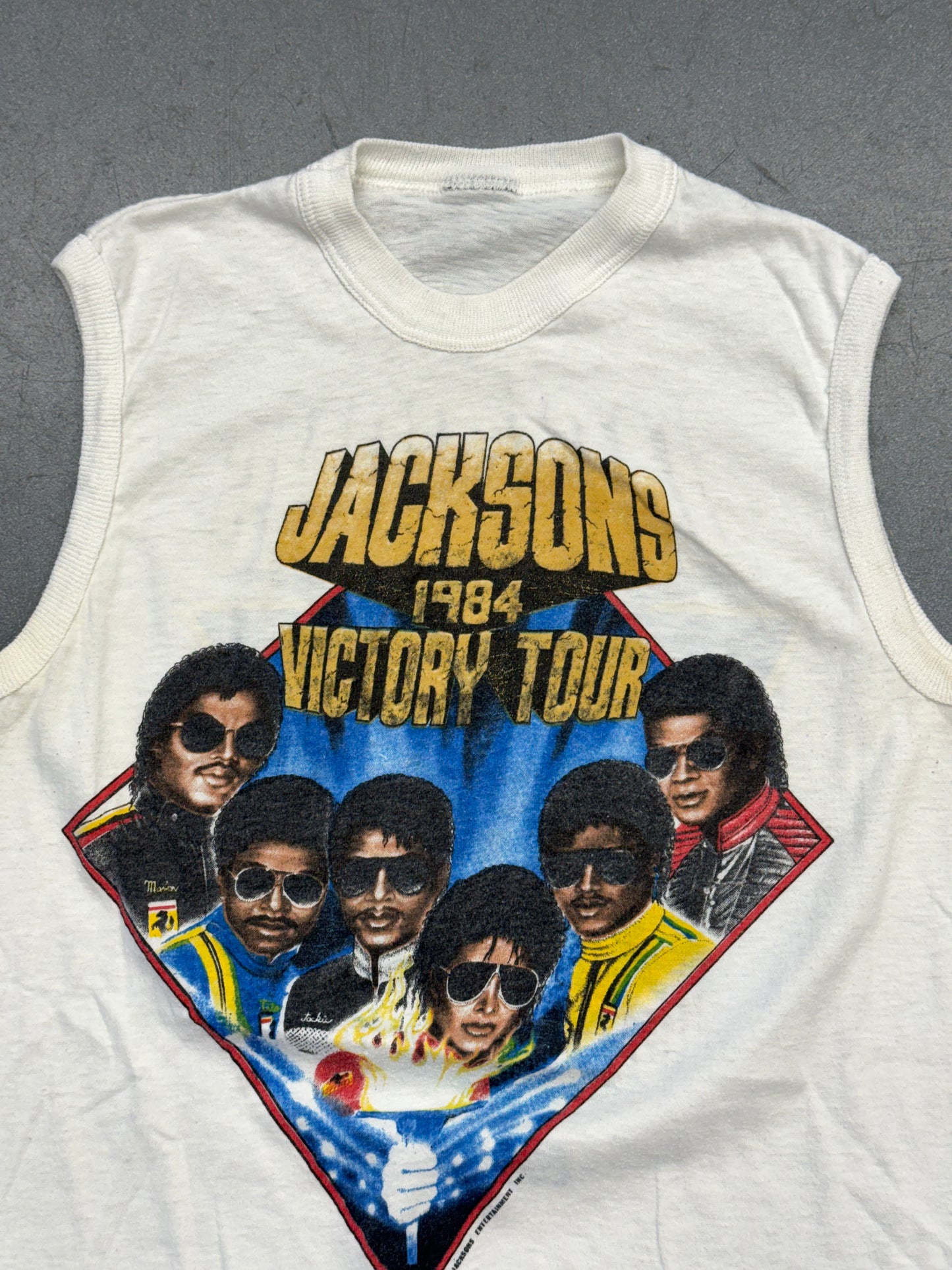 1984 MICHAEL JACKSON THE JACKSONS VICTORY TOUR CUT-OFF TEE (CHOPPED NECK)