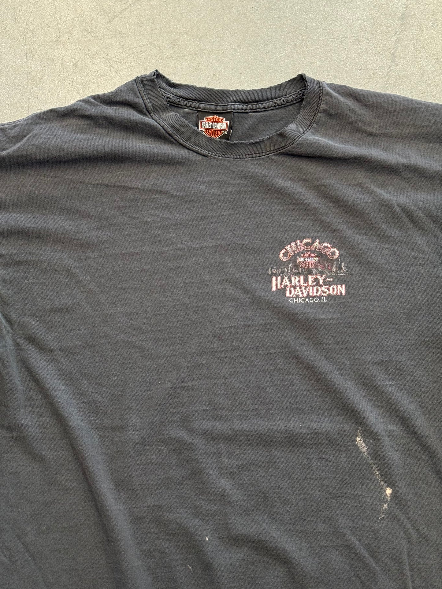 Y2K HARLEY-DAVIDSON CHICAGO, ILLINOIS DISTRESSED MULLET TEE