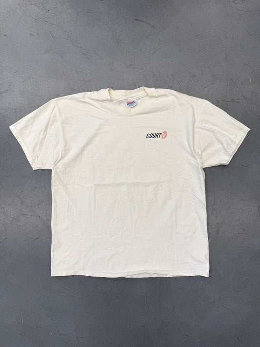 90S COURT TV "INSIDE CRIME AND JUSTICE TEE" (HANES BEEFY TAG)