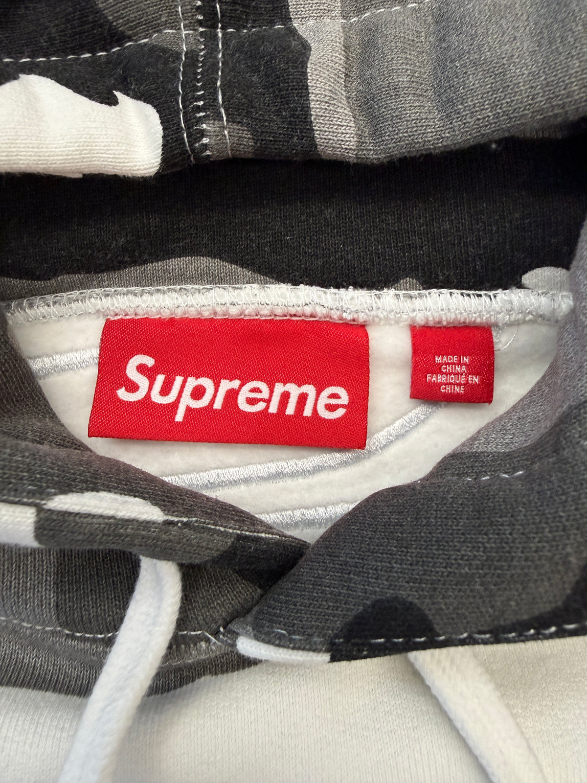 SS26 SUPREME SATIN APPLIQUE HOODED SWEATSHIRT - SNOW CAMO
