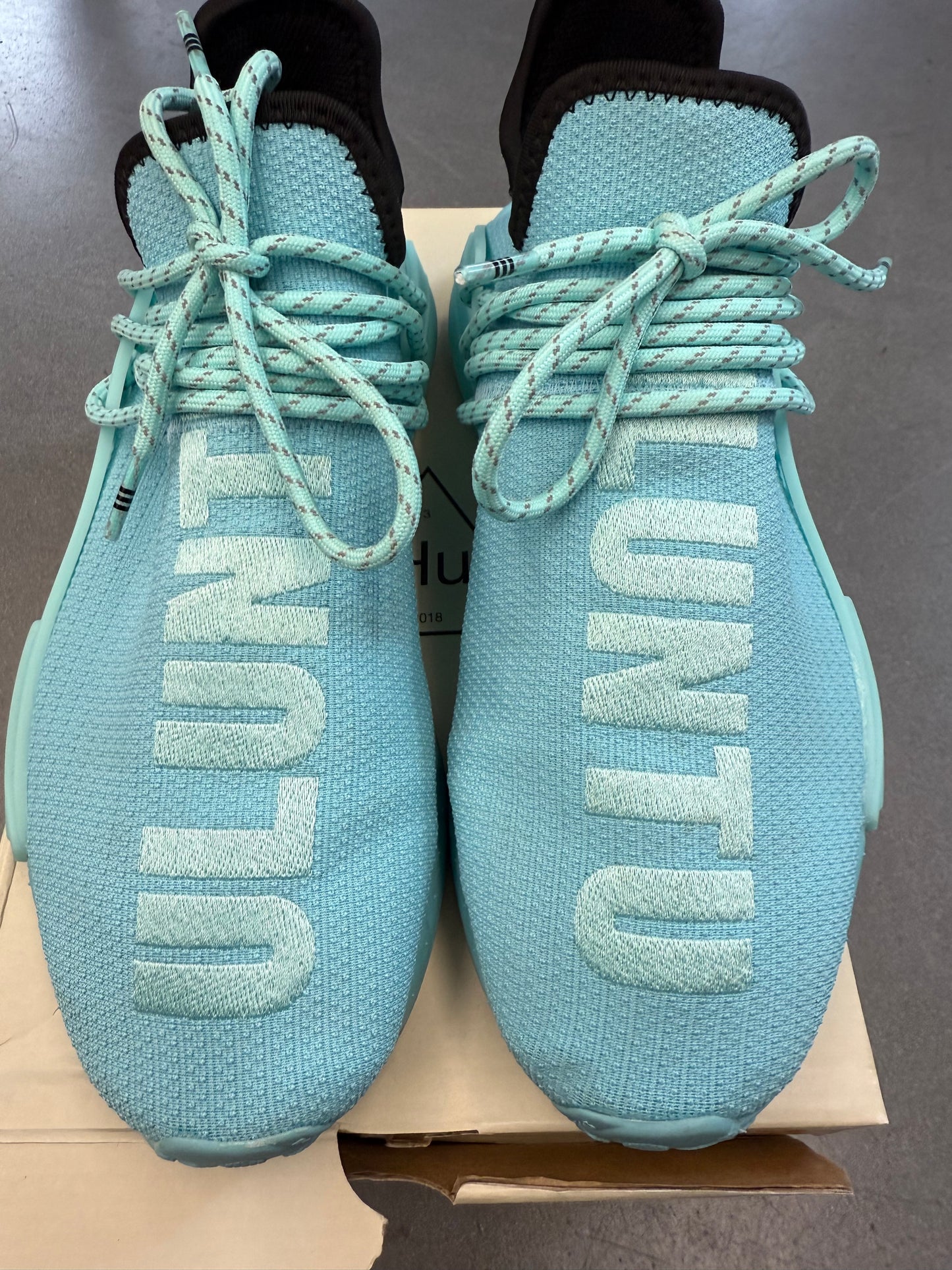 2021 SIZE 8.5 ADIDAS NMD HU PHARRELL WILLIAMS CLEAR AQUA (WITH BOX)