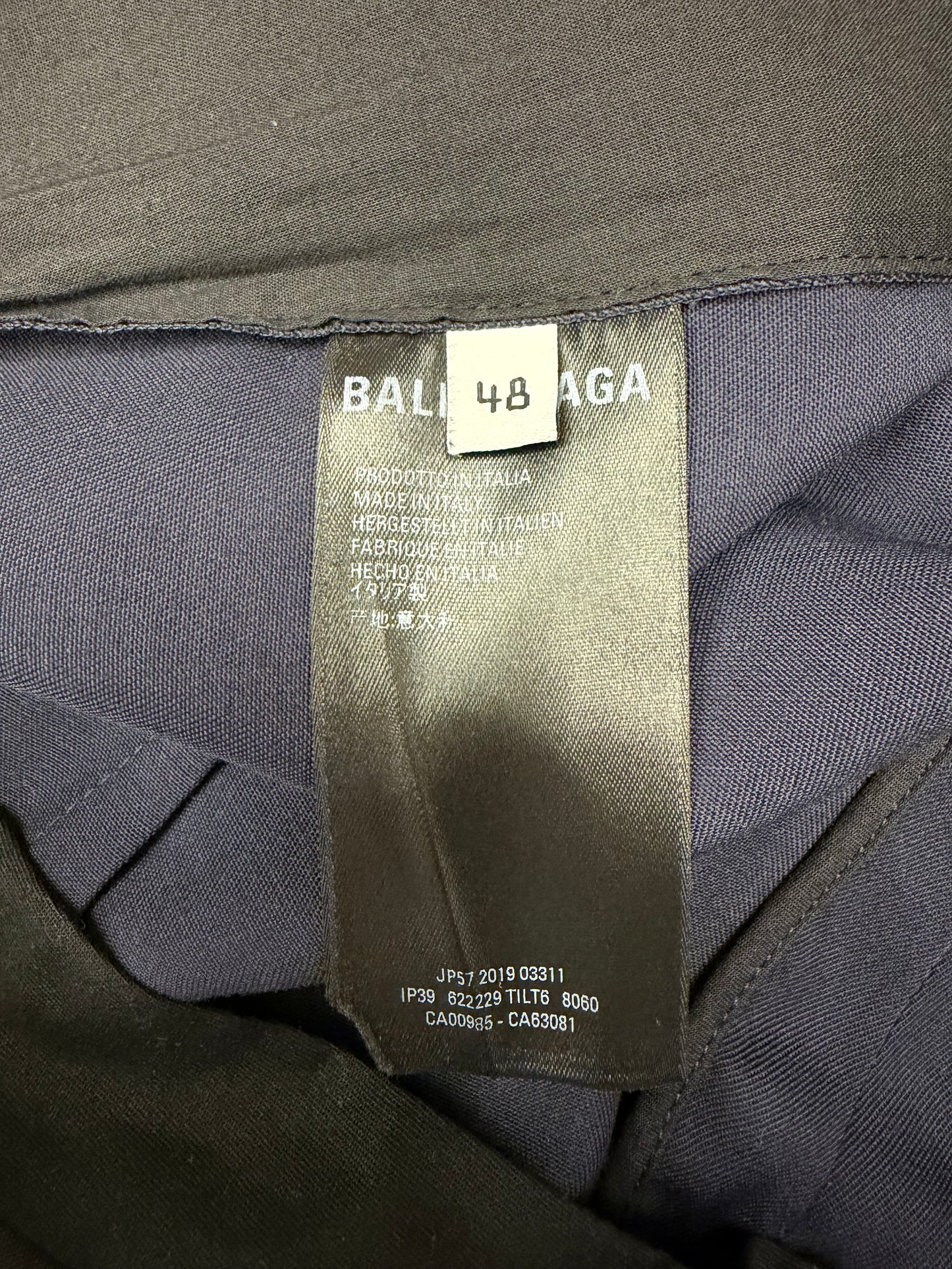 BALENCIAGA SMALL FIT BAGGY LOGO STRIPE TAILORED TROUSERS - NAVY