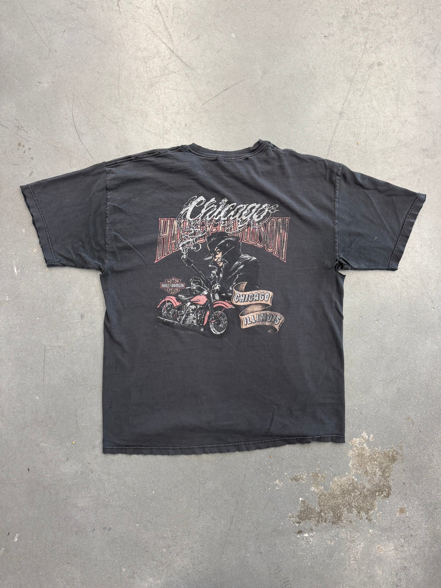 Y2K HARLEY-DAVIDSON CHICAGO, ILLINOIS DISTRESSED MULLET TEE