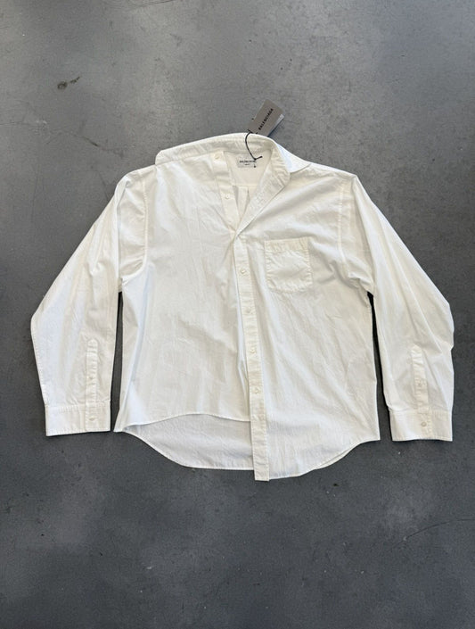 BALENCIAGA TWISTED WHITE POPLIN BUTTON UP SHIRT XS NWT