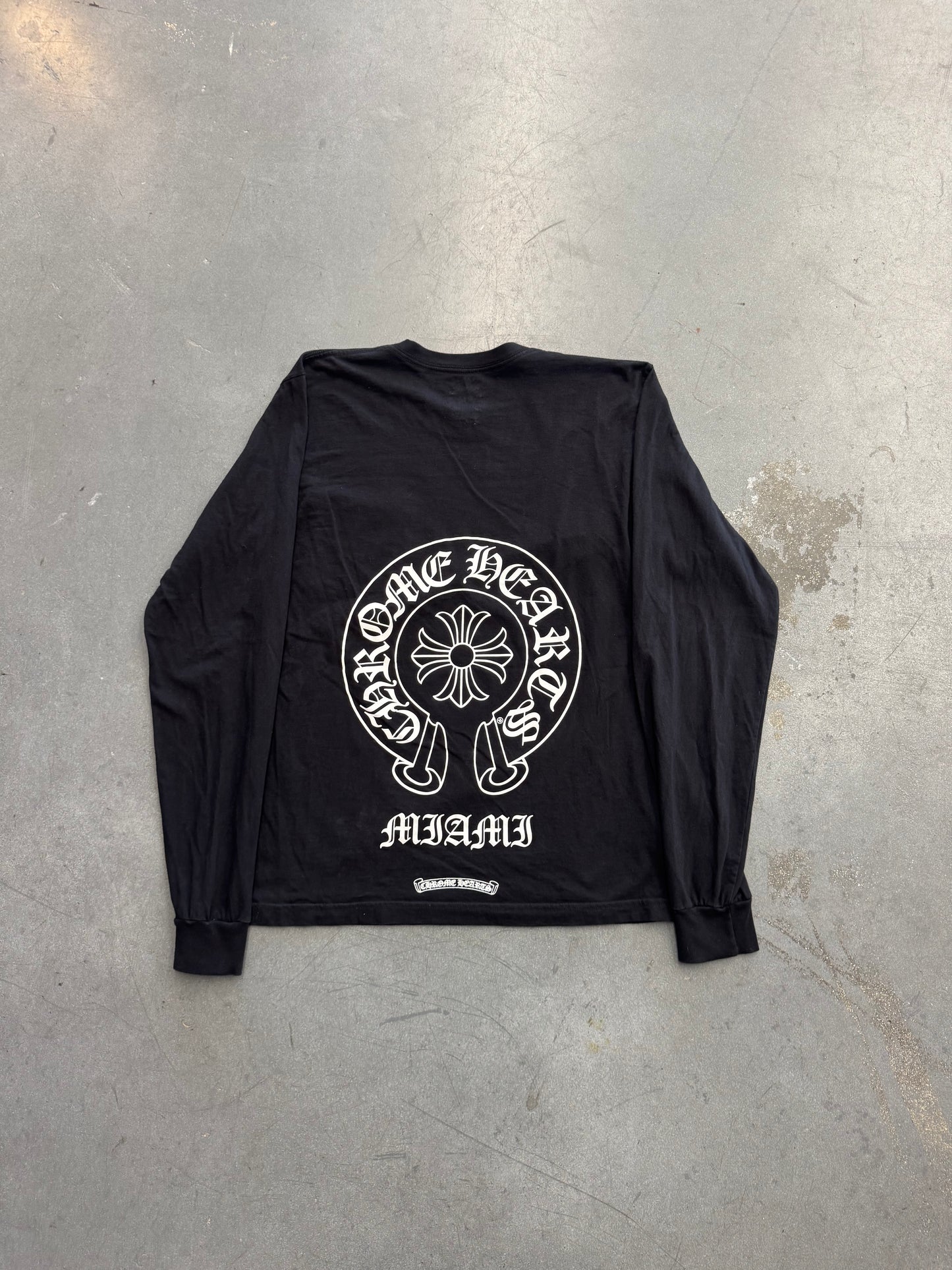 CHROME HEARTS MIAMI FLORAL LS TEE - BLACK/WHITE