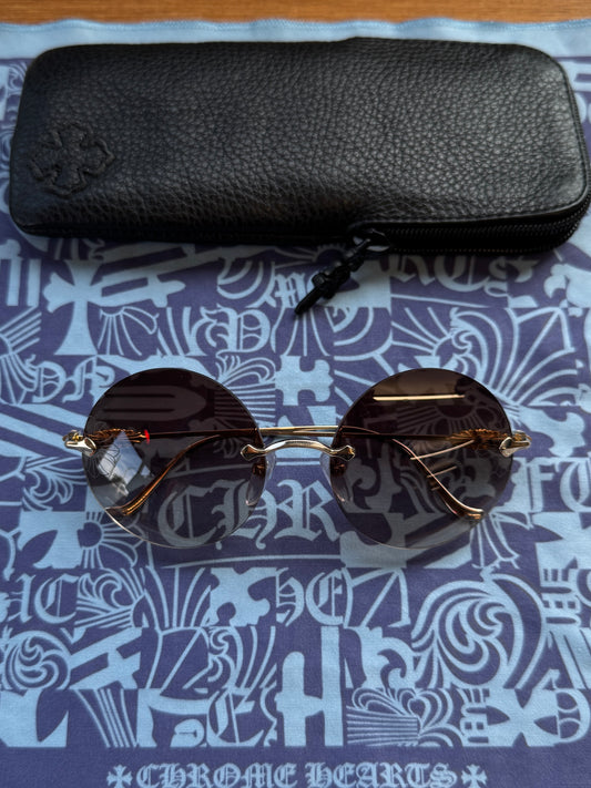 CHROME HEARTS OVARYEASY II ROUND RIMLESS SUNGLASSES