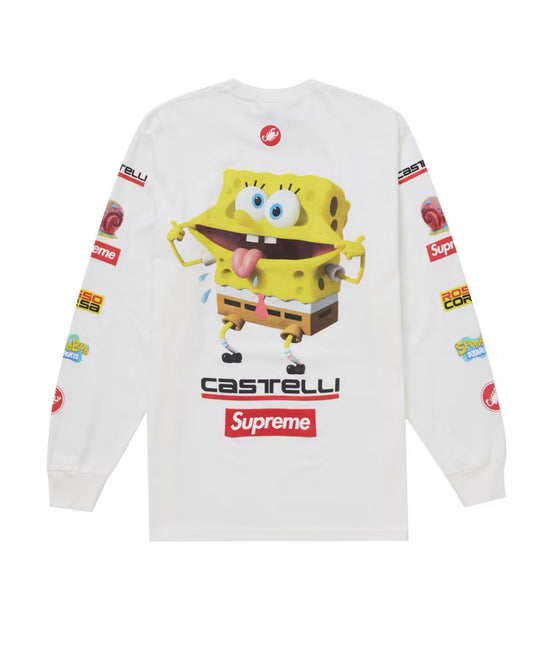 SS25 SUPREME SPONGEBOB CASTELLI RACING LONG SLEEVE TEE WHITE - LARGE