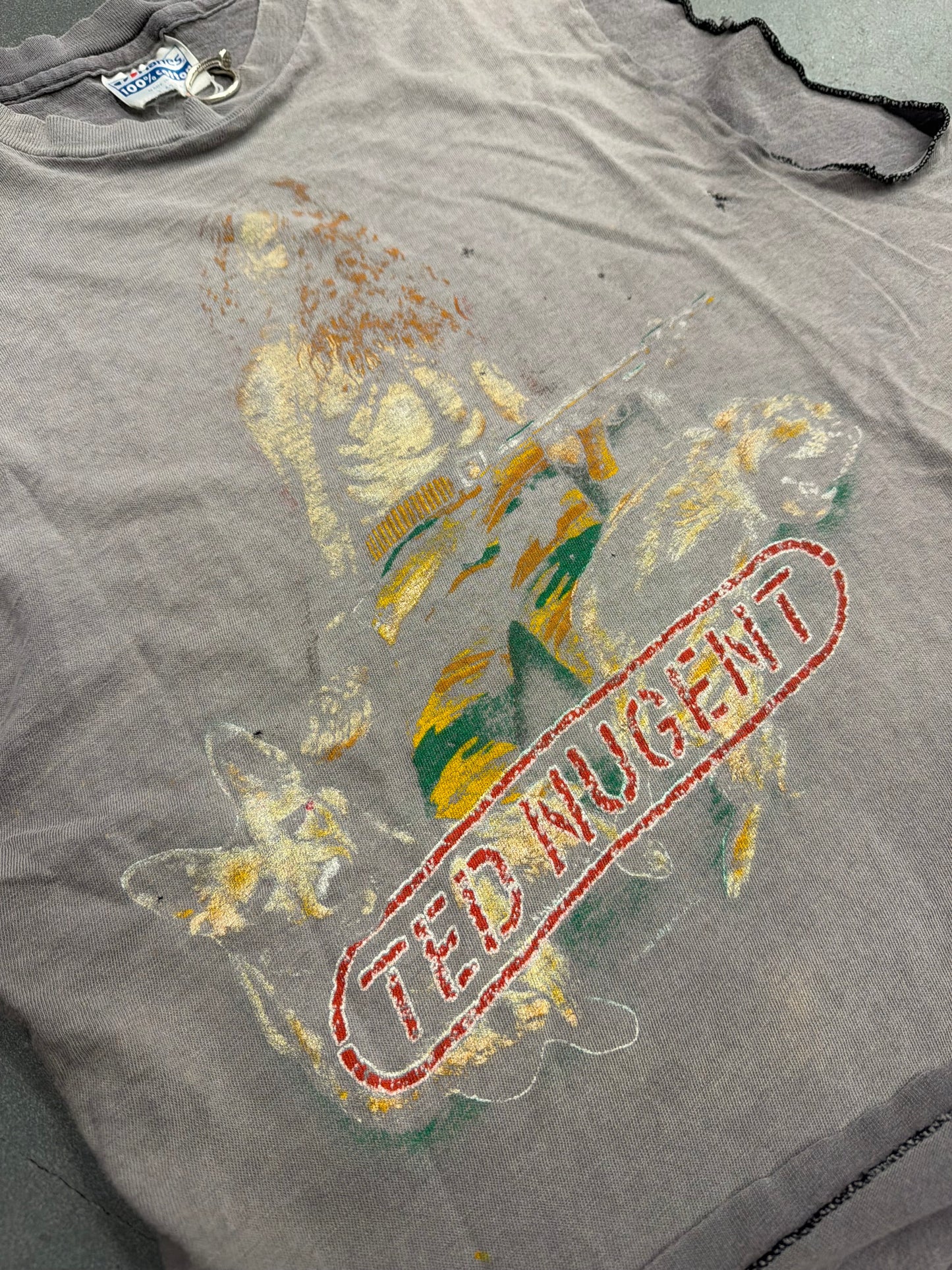 1982 TED NUGENT FADED AND DISTRESSED CUTOFF TEE (HANES TAG)