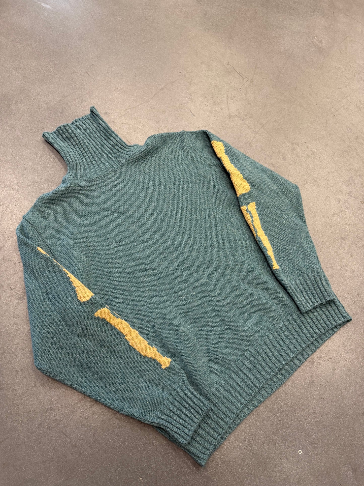 KAPITAL 5G BONE KNIT HIGH NECK SWEATER BLUE