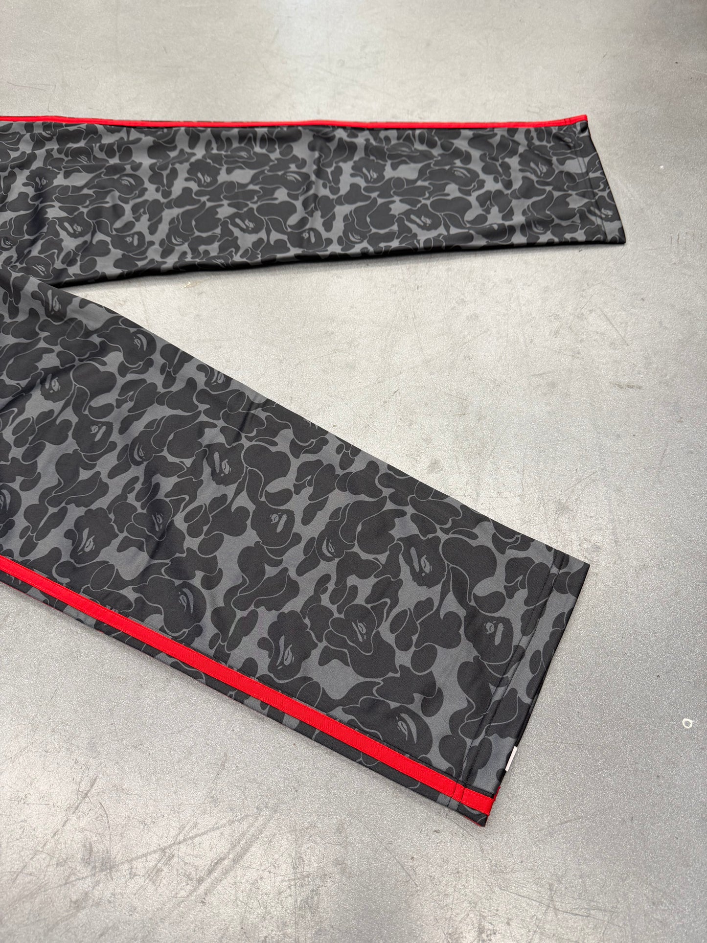 BAPE X ADIDAS ALL OVER PRINT TRACK PANTS - BLACK/RED (S) (NEW)