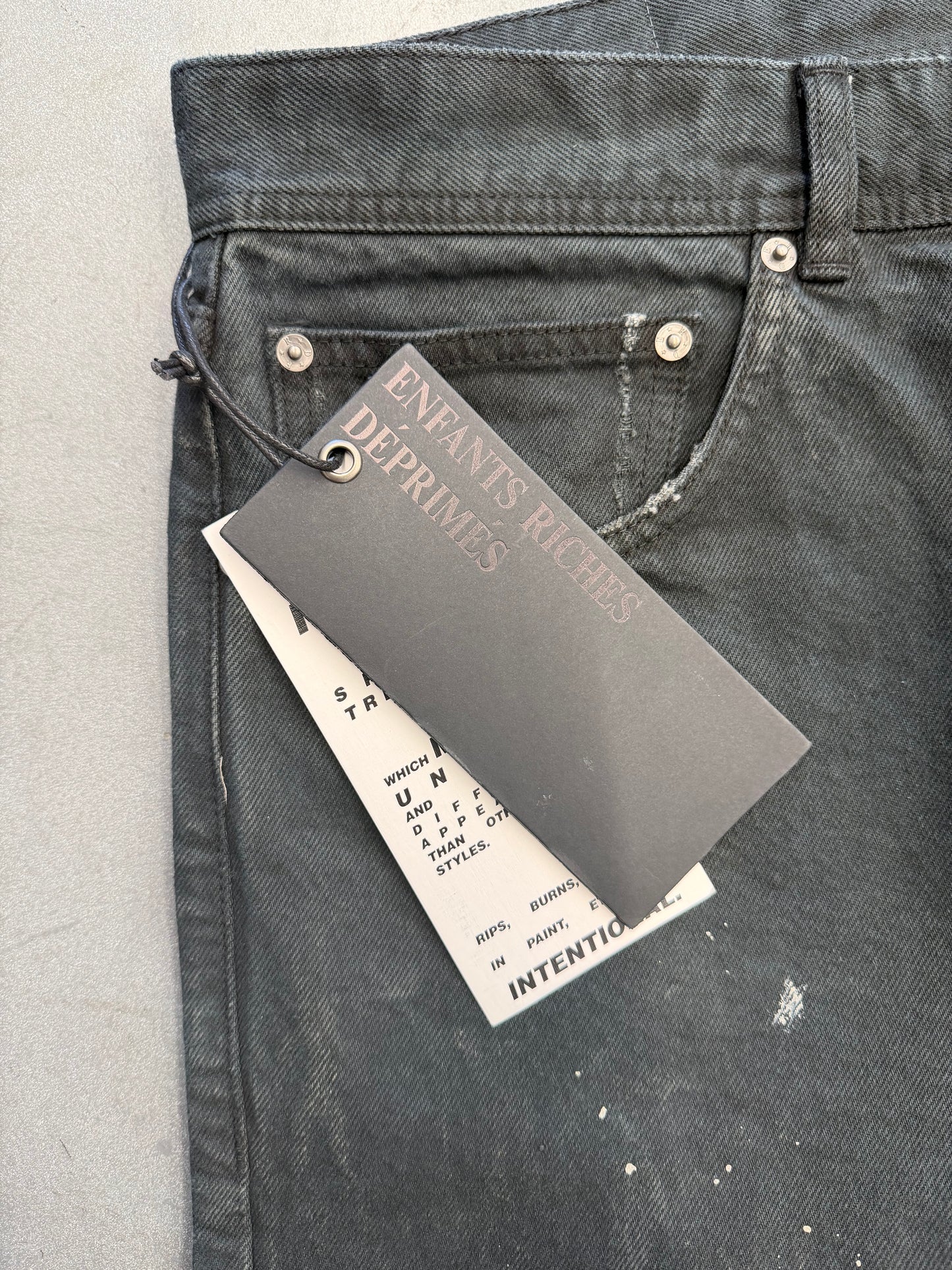 ENFANTS RICHES DEPRIMES ZURICH 64 FLARE PAINT SPLATTER JEANS - BLACK