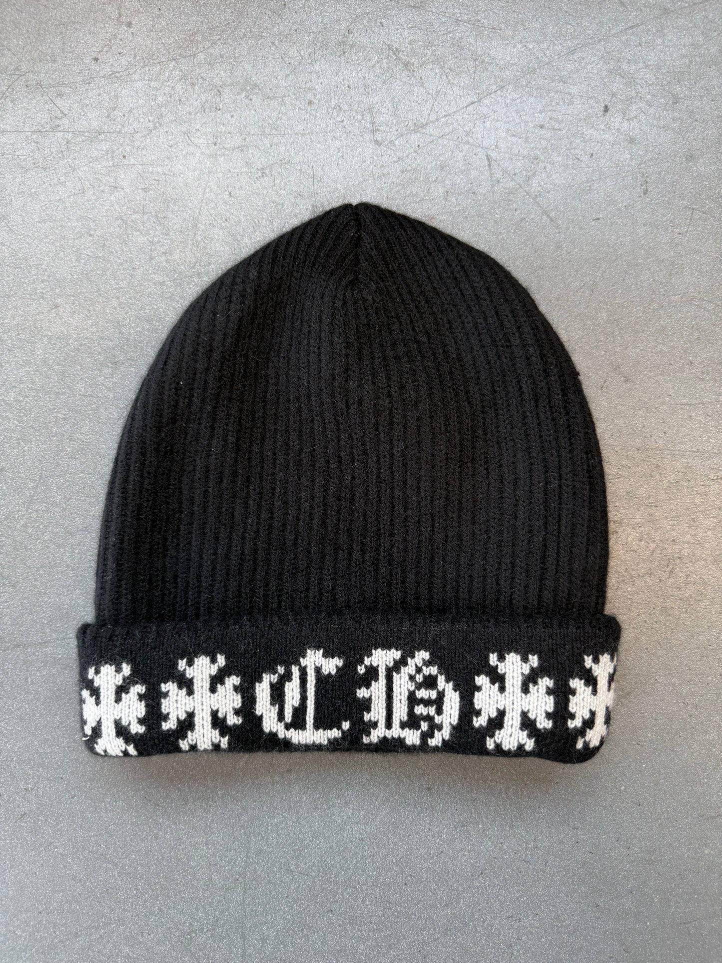 CHROME HEARTS BIG DADDY CROSS LOGO CASHMERE BEANIE