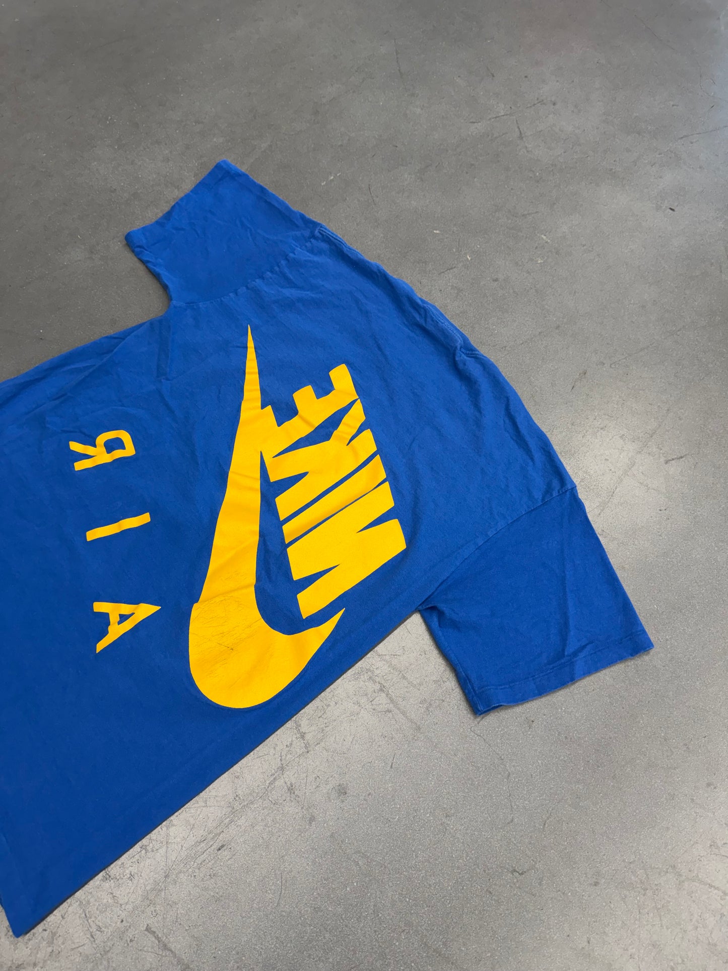 90S NIKE AIR YELLOW LOGO BLUE TEE (GREY/RED/WHITE TAG)