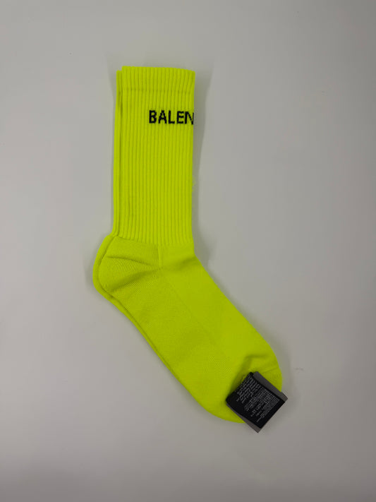 BALENCIAGA TENNIS SOCKS NEON YELLOW LEMON XL NWT