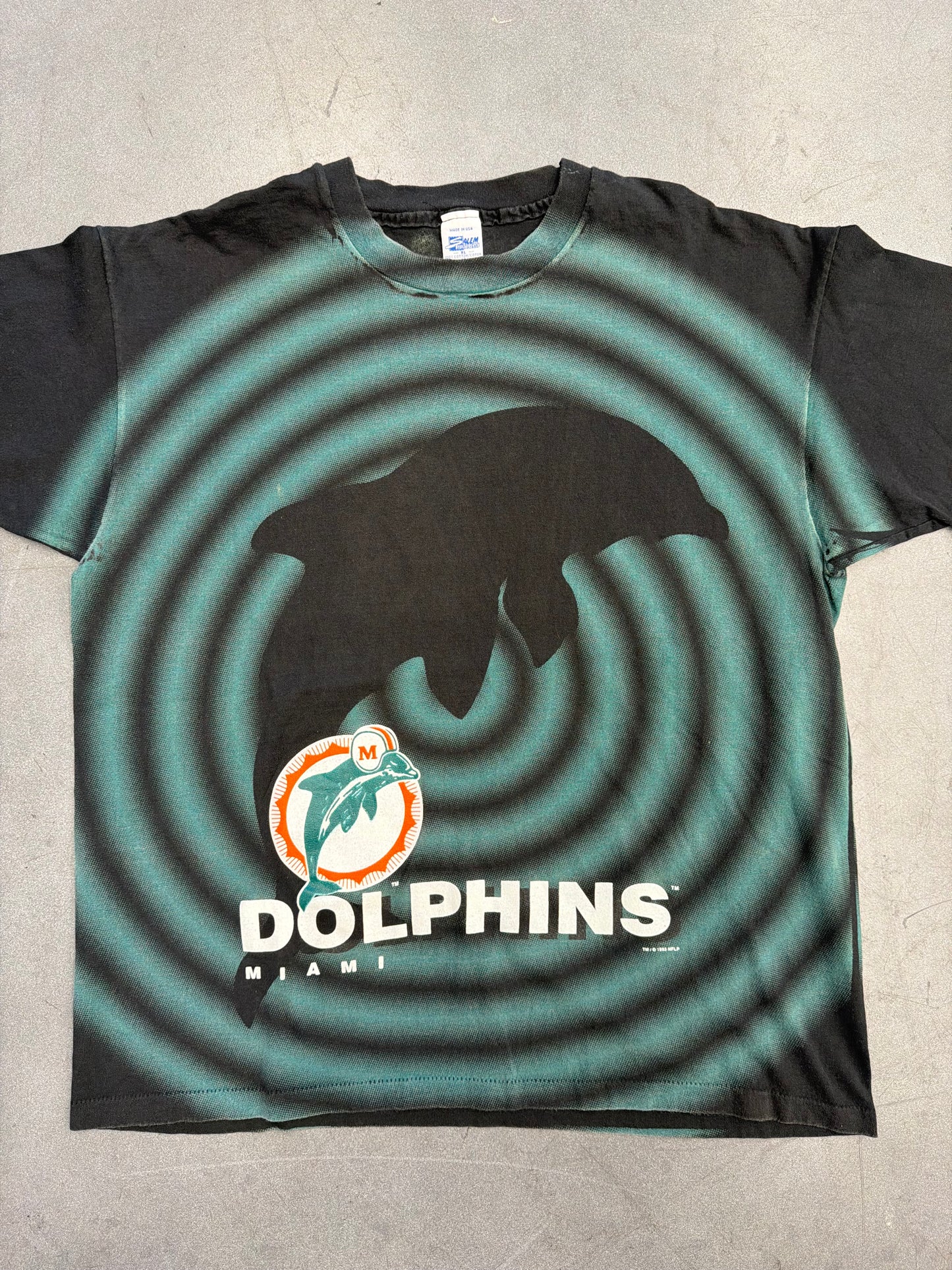 1993 MIAMI DOLPHINS SHADOW AOP TEE (SALEM SPORTSWEAR TAG)