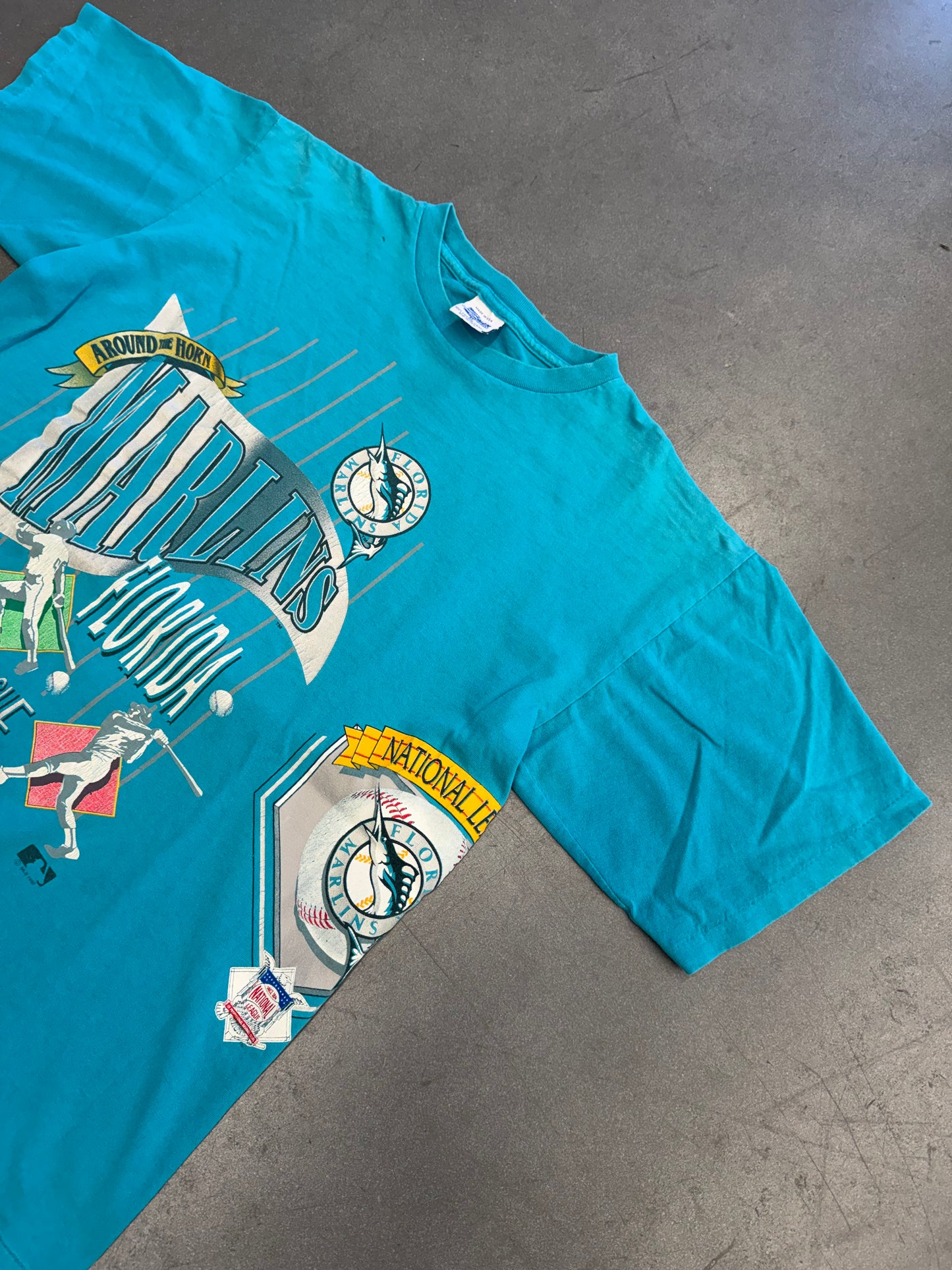 1992 FLORIDA MARLINS SALEM SPORTSWEAR WRAP AROUND TEE (SALEM TAG)