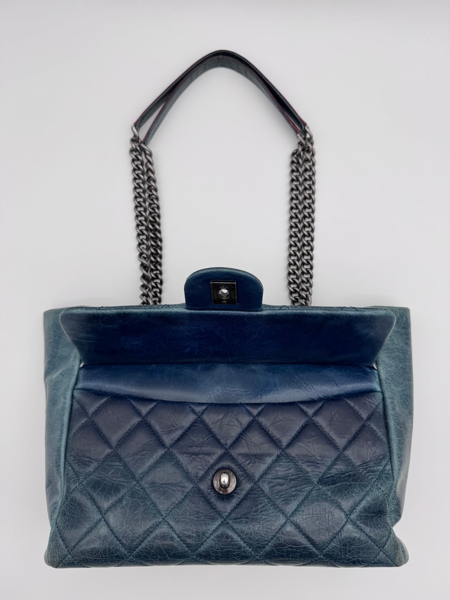 2014 CHANEL SMALL GLAZED CALFSKIN DUO COLOR FLAP BAG