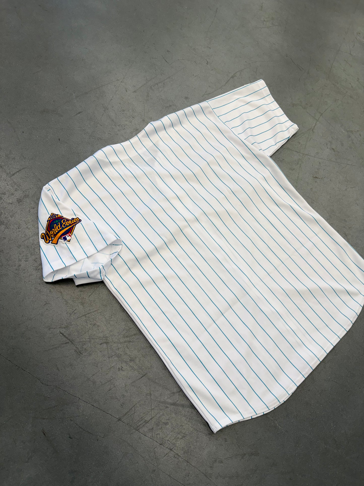 1997 FLORIDA MARLINS  RUSSELL ATHLETIC PINSTRIPE BASEBALL JERSEY