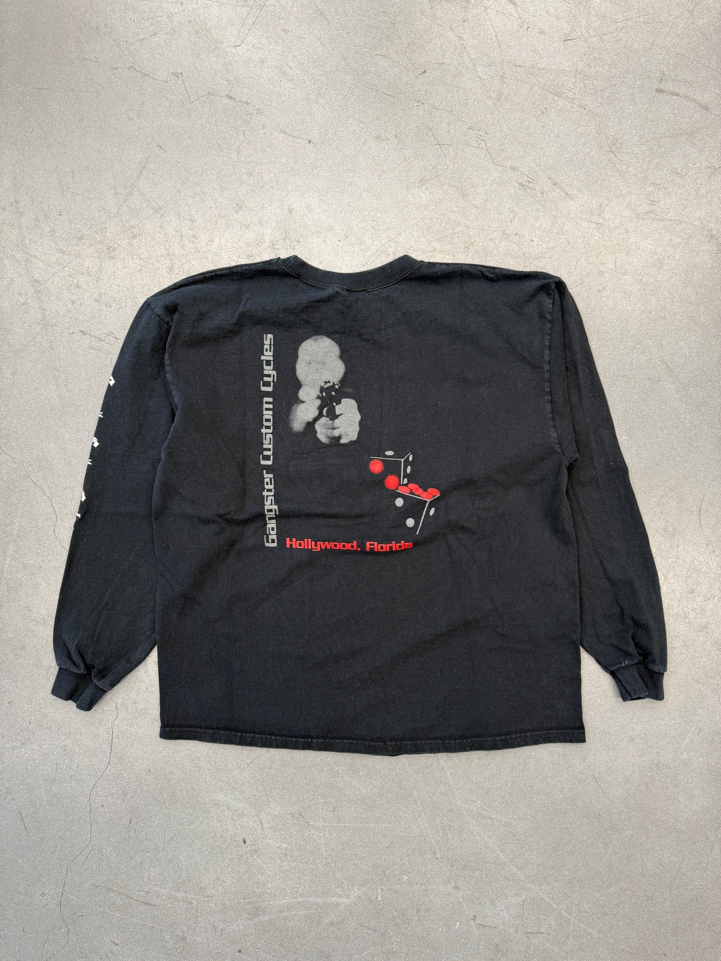 00'S GANGSTER CUSTOM CYCLES HOLLYWOOD, FLORIDA LONGSLEEVE TEE (COTTON DELUXE TAG)