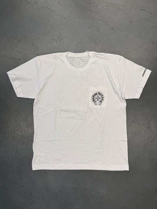 CHROME HEARTS HORSESHOE POCKET TEE - WHITE/BLACK