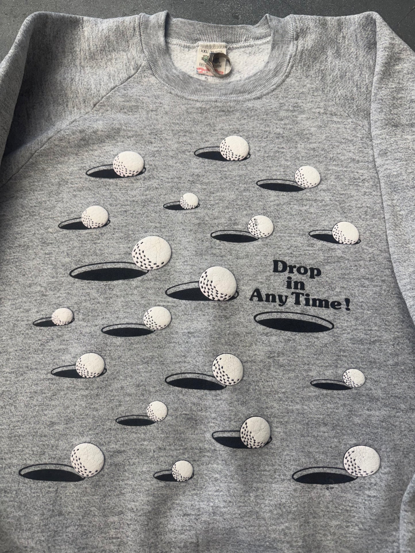 90S DROP IN ANY TIME! GOLF PUFF PRINT CREWNECK SWEATER (FOTL TAG)