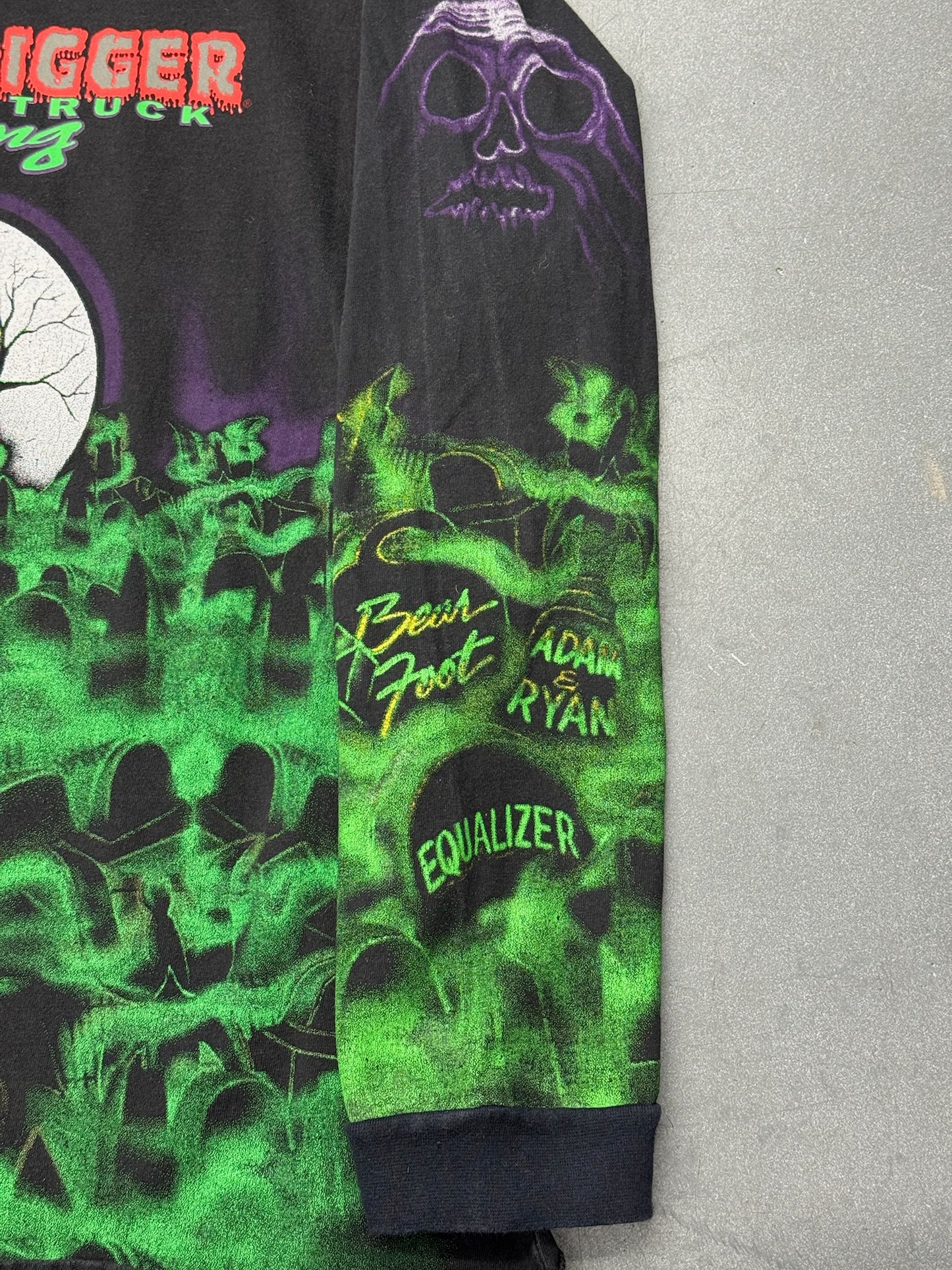 90S GRAVE DIGGER MONSTER TRUCK RACING AOP LS TEE (MADE IN USA TAG)