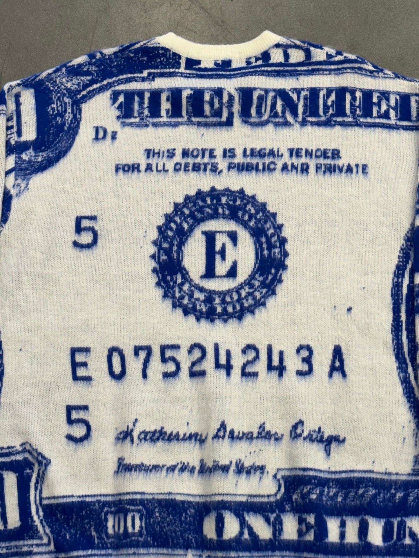 SS25 SUPREME MONEY SWEATER - WHITE/BLUE